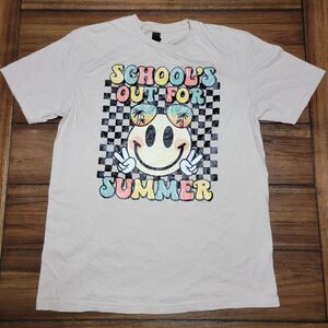 Gildan SS Cream Unisex Tee "School's Out For Summer" - Size Medium